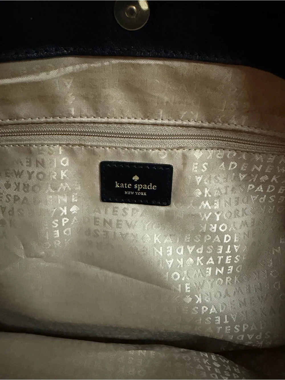 kate spade Black and Cream Polka Dot Patent Tote Bag